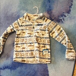 Girls Columbia Cream and Brown Patterned Fleece Jacket